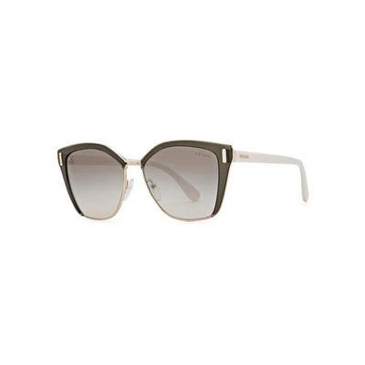 Shop Prada Charcoal Cat-eye Sunglasses In Grey