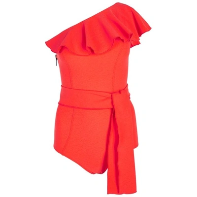 Shop Lisa Marie Fernandez Arden Red One-shoulder Swimsuit