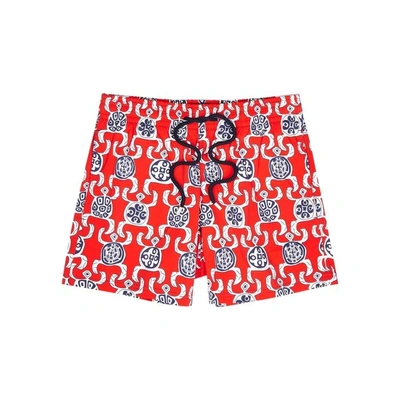 Shop Vilebrequin Moorise Printed Swim Shorts In Red
