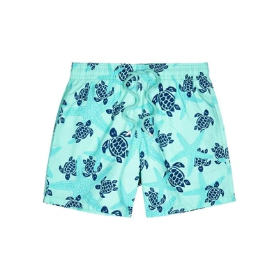 Shop Vilebrequin Moorea Printed Swim Shorts In Turquoise