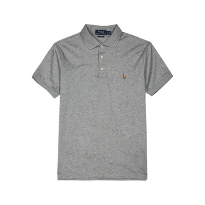 Shop Polo Ralph Lauren Grey Slim Pima Cotton Polo Shirt In Dark Grey