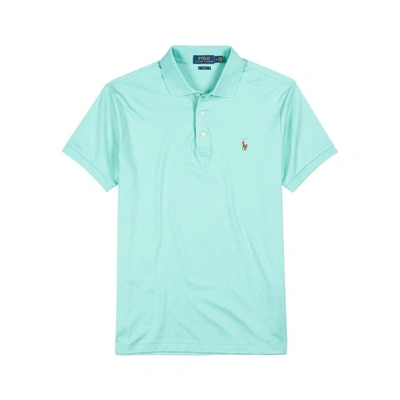Shop Polo Ralph Lauren Aqua Pima Cotton Polo Shirt In Green