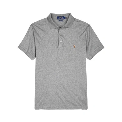 Shop Polo Ralph Lauren Grey Slim Pima Cotton Polo Shirt