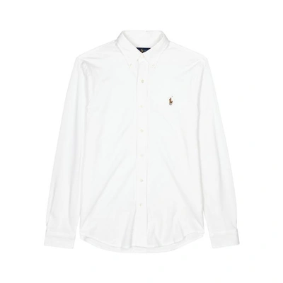 Shop Polo Ralph Lauren Off White Piqué Cotton Oxford Shirt