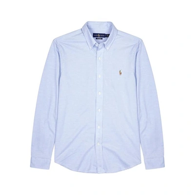Shop Polo Ralph Lauren Light Blue Piqué Cotton Oxford Shirt