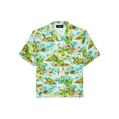 Shop Dsquared2 Hawaiian-print Jersey Shirt In Multicoloured