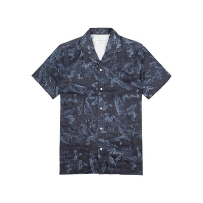 Shop Officine Generale Dario Printed Cotton Shirt In Black And White