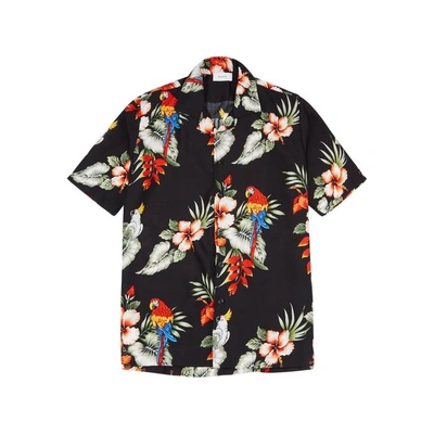 Shop Rhude Falling For You Printed Rayon Shirt In Black