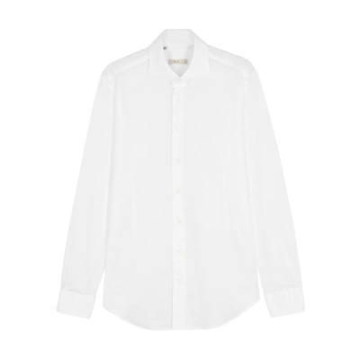 Shop Cifonelli Aspen White Piqué Cotton Shirt