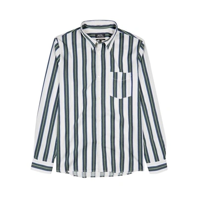 Shop Apc Alexis Striped Cotton Shirt In White