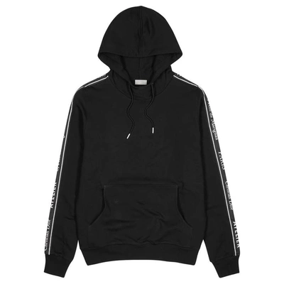 Shop Dior Logo-trimmed Hooded Cotton Sweatshirt In Black
