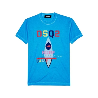 Shop Dsquared2 Surf-print Cotton T-shirt In Blue