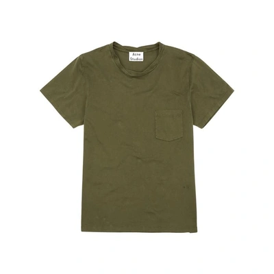 Shop Acne Studios Judhe Army Green Cotton T-shirt In Khaki