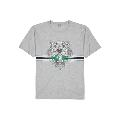 Shop Kenzo Tiger-print Cotton T-shirt In Grey
