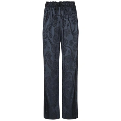 Shop Peter Pilotto Midnight Blue Satin Jacquard Trousers