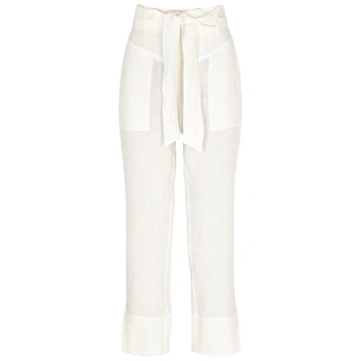 Shop Le Kasha Amman Ivory Linen Trousers In Cream