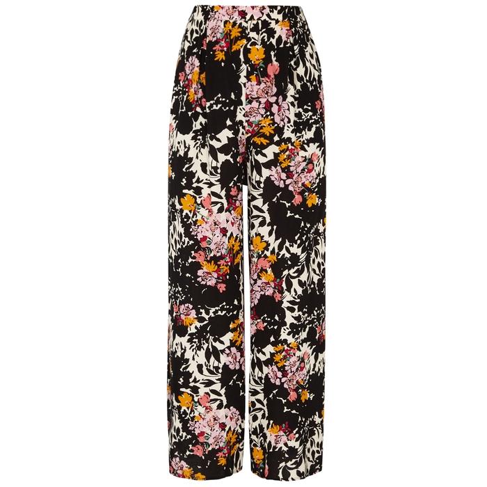 Free People Late Night Floral Print Wide Leg Trousers Modesens