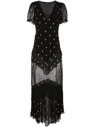 Shop De La Vali Juliette Cross Embroidered Dress - Black