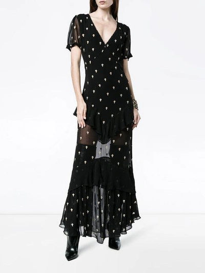 Shop De La Vali Juliette Cross Embroidered Dress - Black