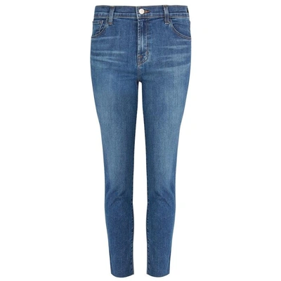 Shop J Brand Ruby Blue Cropped Slim-leg Jeans In Dark Blue