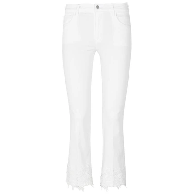 Shop J Brand Selena Lace-trimmed Bootcut Jeans In White