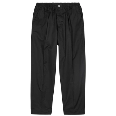 Shop Marni Black Cropped Cotton Trousers