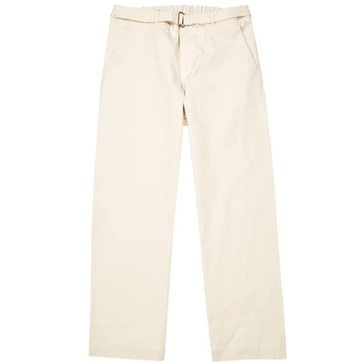 Shop Barena Venezia Oatmeal Wide-leg Cotton Trousers In White