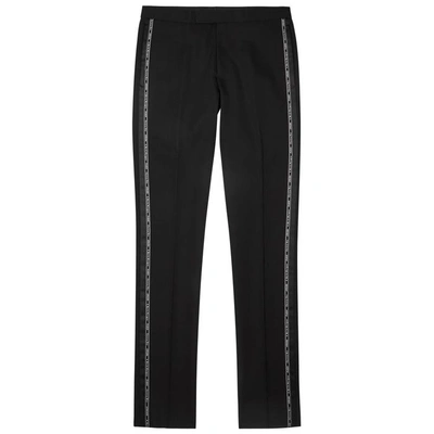 Shop Dior Black Satin-trimmed Wool Trousers