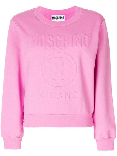 Shop Moschino Embossed Sweatshirt - Pink & Purple