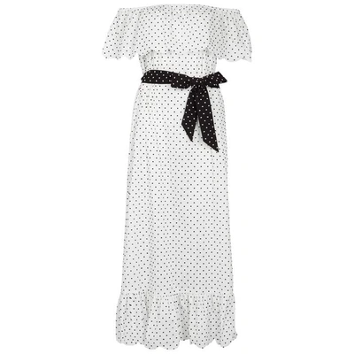 Shop Marysia Victoria Polka Dot Cotton Dress In White