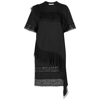 Shop Givenchy Black Lace-trimmed Cotton Dress