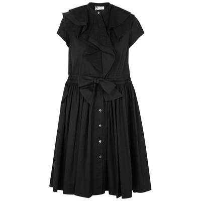 Shop Lanvin Black Ruffle-trimmed Poplin Dress