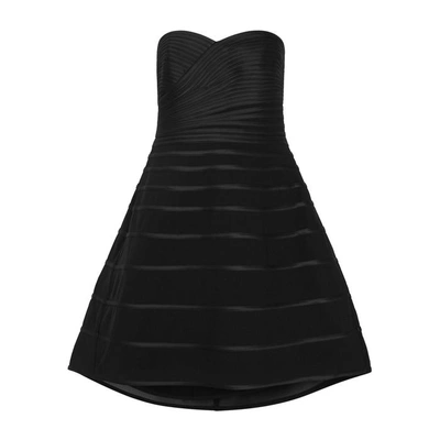 Shop Halston Heritage Black Ribboned Satin Dress