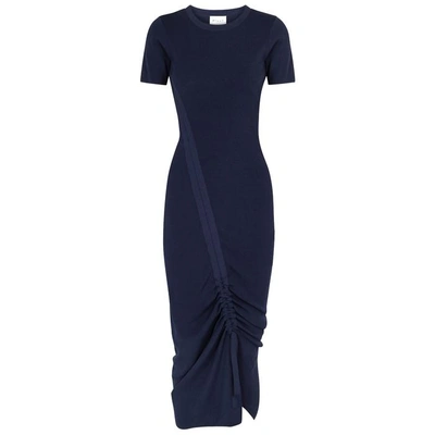 Shop Milly Navy Ruched Knitted Dress