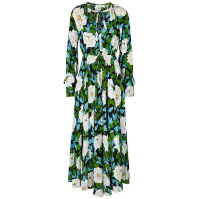 Shop Diane Von Furstenberg Bethany Floral-print Silk Maxi Dress In Green