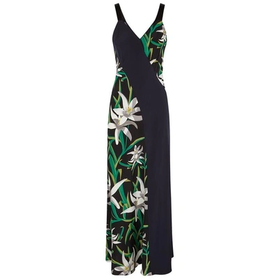 Shop Diane Von Furstenberg Floral-print Panelled Silk Maxi Dress