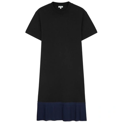 Shop Kenzo Black Pleated Cotton T-shirt Dress