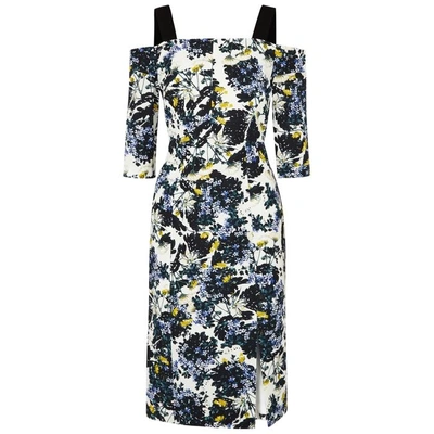 Shop Erdem Verena Floral-print Open-shoulder Dress