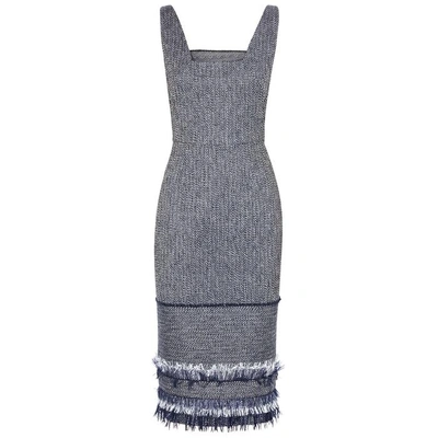 Shop Roland Mouret Riseley Frayed Tweed Dress