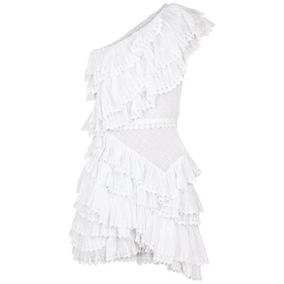 Shop Isabel Marant Zeller Ruffled Eyelet-embroidered Dress In White