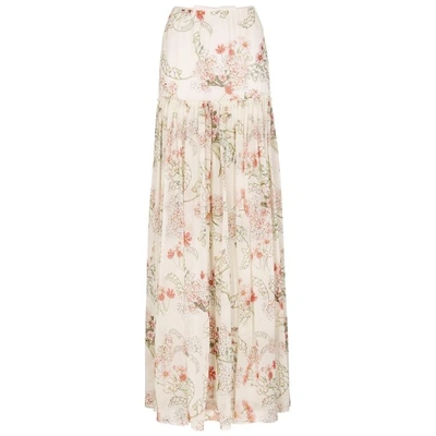 Shop Giambattista Valli Floral-print Silk Chiffon Maxi Skirt