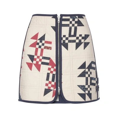 Shop Isabel Marant Lickly Printed Quilted Mini Skirt In Ecru