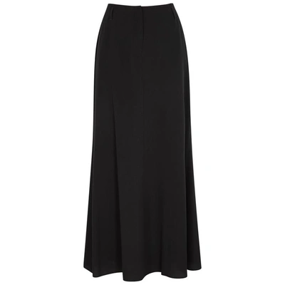 Shop Emporio Armani Black Silk Crepe Maxi Skirt