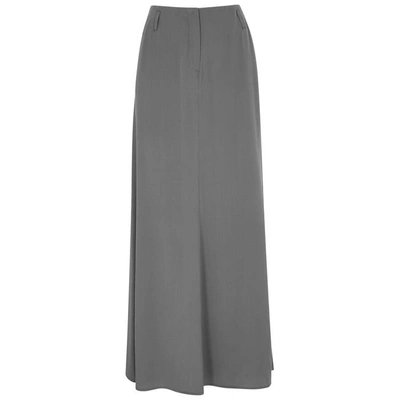 Shop Emporio Armani Grey Silk Crepe Maxi Skirt In Anthracite