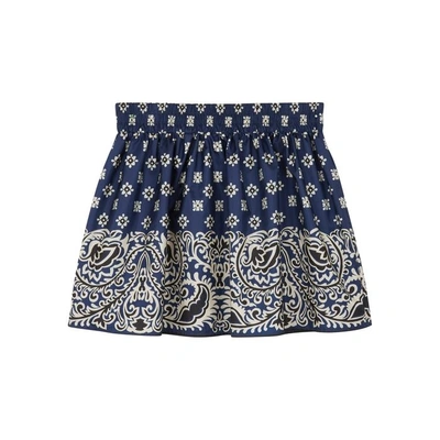 Shop Red Valentino Bandana-print Taffeta Mini Skirt In Blue