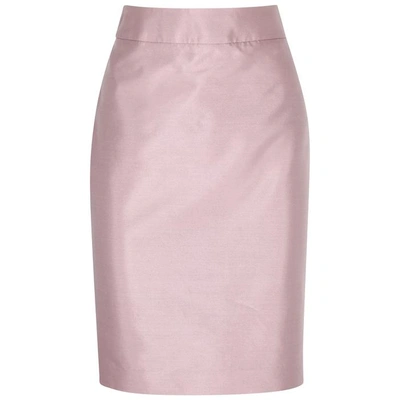 Shop Emporio Armani Cotton And Silk-blend Pencil Skirt