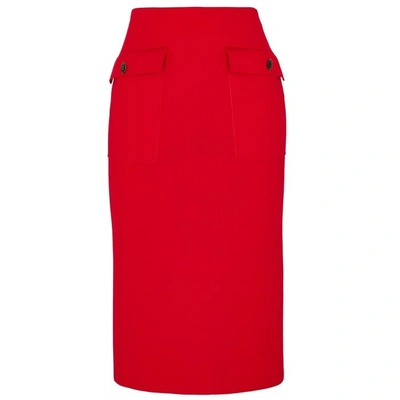 Shop Givenchy Red Stretch-jersey Pencil Skirt