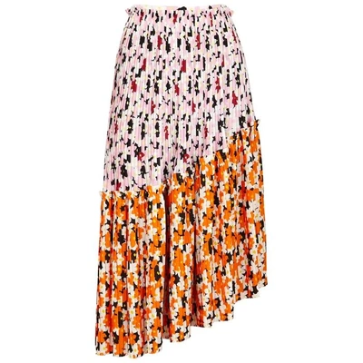 Shop Kenzo Floral-print Pleated Midi Skirt In Pink