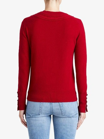 Shop Burberry Cable Knit Yoke Cashmere Sweater