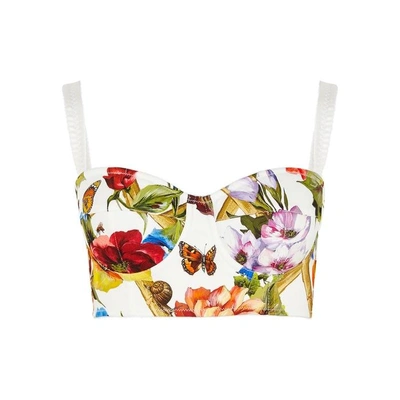 Shop Dolce & Gabbana Floral-print Underwired Bustier Top